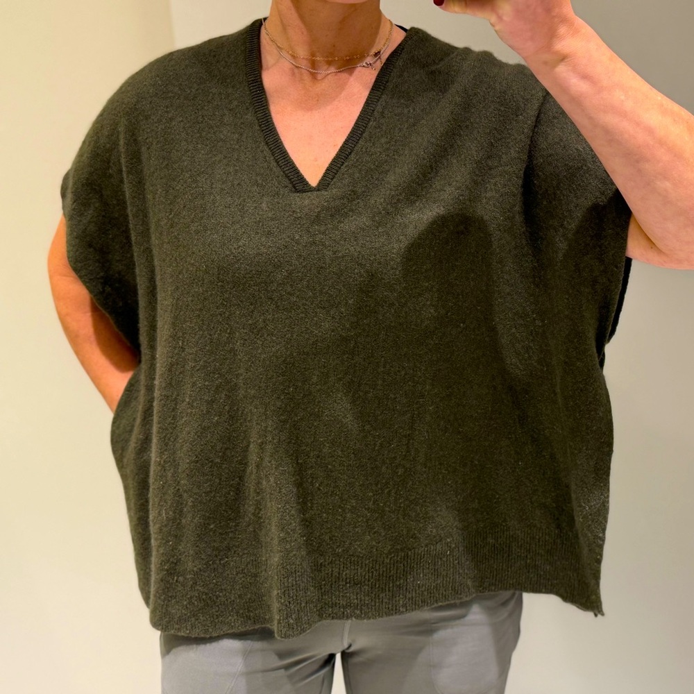 Nordstrom Olive Wool & Cashmere Poncho